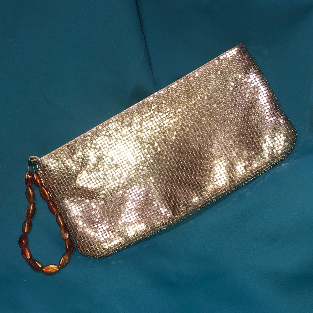 GUESS Chain Mail Sequin Clutch with faux stone Wristlet